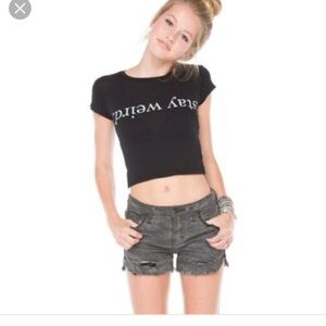 Brandy Melville Stay Weird crop top